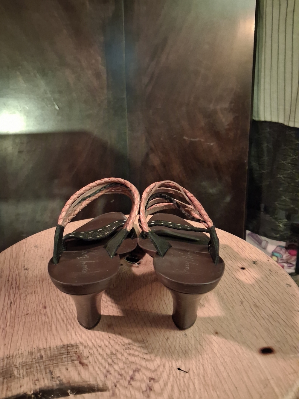 Women's Braided Strap Heeled Sandals in Black and Tan - Picture 2 of 10